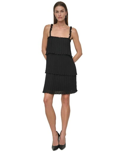 【送料無料】 ダナ キャラン ニューヨーク レディース ワンピース トップス Women's Pleated Tiered Chiffon A-Line Sleeveless Dress Black 【送料無料】 ダナ キャラン ニューヨーク レディース ワンピース トップス Women's Pleated Tiered Chiffon A-Line Sleeveless Dress Black