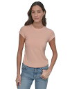 【送料無料】 ダナキャランニューヨーク レディース シャツ トップス Women's Ribbed Cap-Sleeve T-Shirt Trd - Tropc...