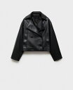 【送料無料】 マンゴ レディース ジャケット・ブルゾン アウター Women's Leather Effect Crop Jacket Black