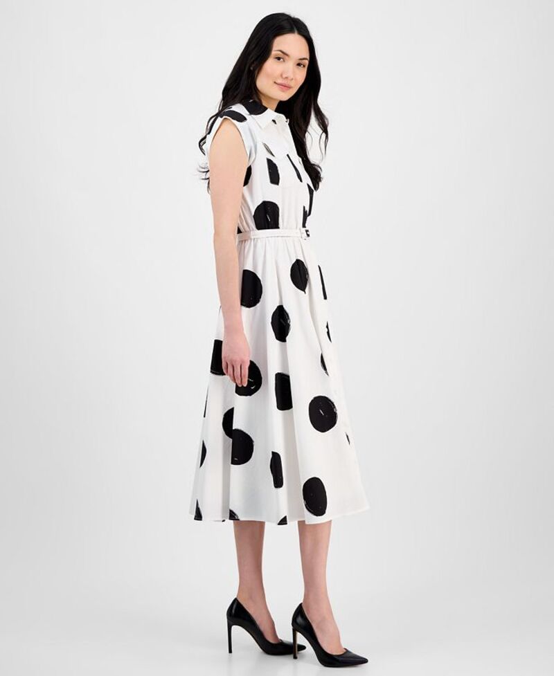 【送料無料】 ティー・タハリ レディース ワンピース トップス Women's Dot-Print Belted Fit & Flare Dress Exploded Dot Print