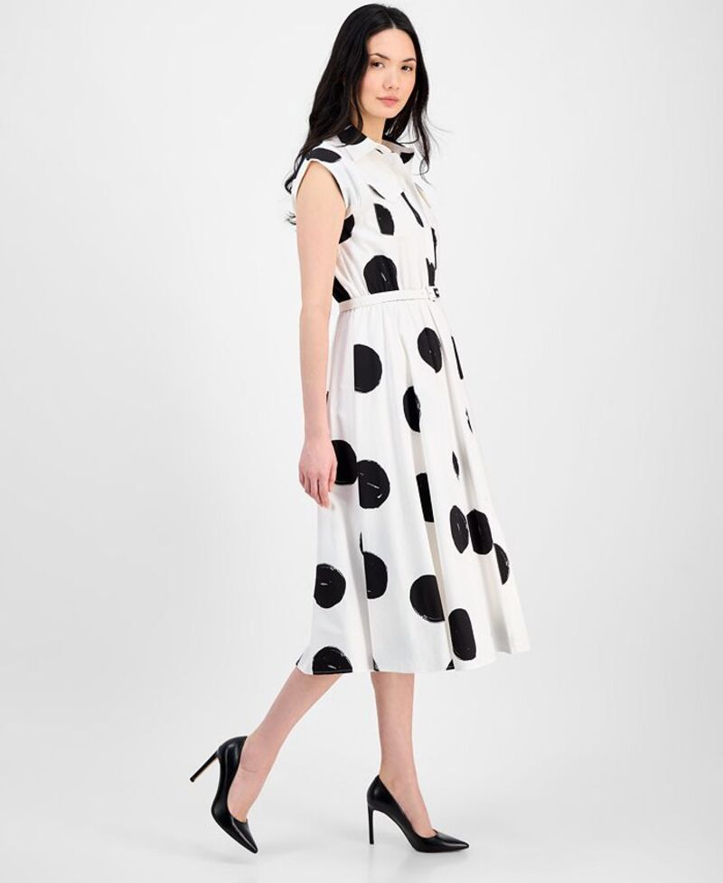 【送料無料】 ティー・タハリ レディース ワンピース トップス Women's Dot-Print Belted Fit & Flare Dress Exploded Dot Print