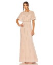 【送料無料】 マックダガル レディース ワンピース トップス Women's High Neck Flutter Sleeve Embellished Gown...