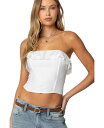 【送料無料】 アディクテッド レディース シャツ トップス Womens Litsa Ruffled Linen Look Corset White