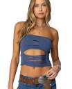 【送料無料】 アディクテッド レディース シャツ トップス Womens Laurier Distressed Knit Tube Top Blue