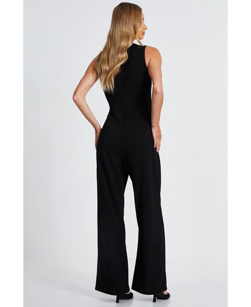 【送料無料】 クイズ レディース ジャンプスーツ トップス Women's 2 in 1 Scuba Crepe Waistcoat Jumpsuit Black