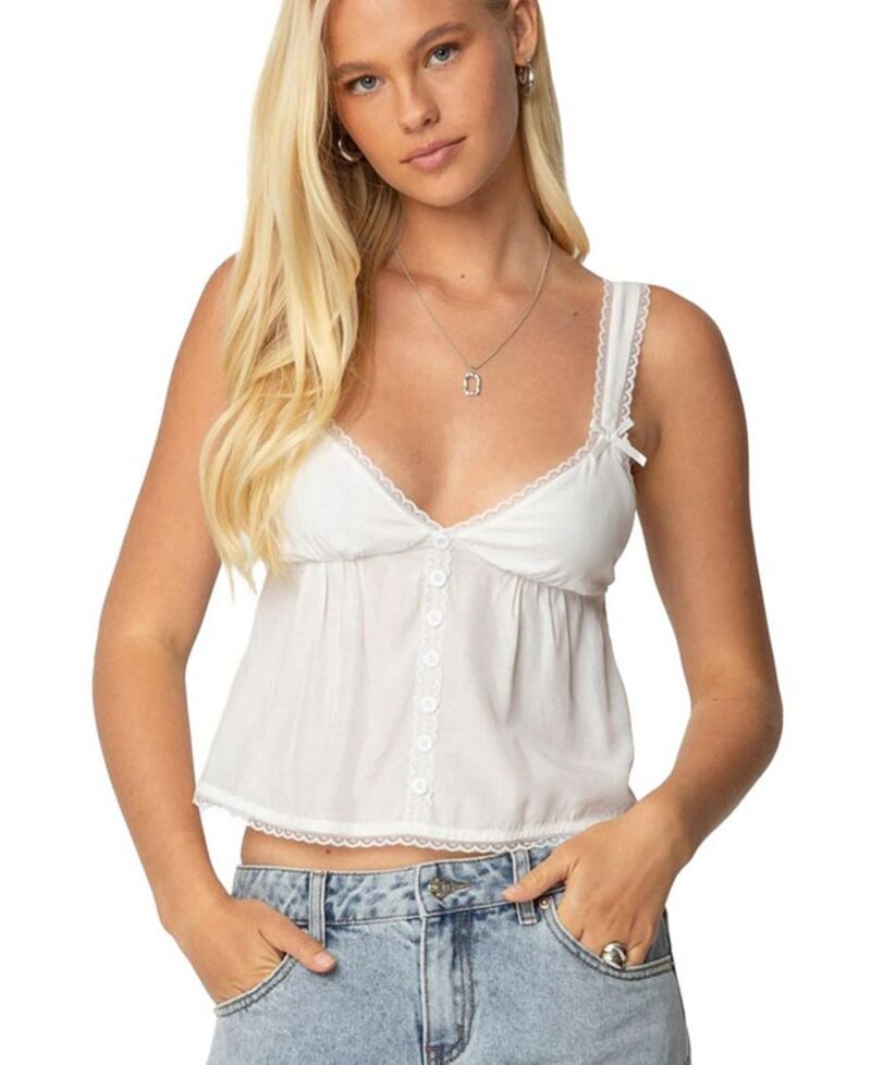 【送料無料】 アディクテッド レディース シャツ トップス Womens Andea Babydoll Tank Top White