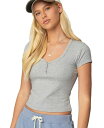 【送料無料】 アディクテッド レディース シャツ トップス Womens Katerina Henley T Shirt Gray-melange