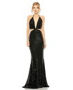 【送料無料】 マックダガル レディース ワンピース トップス Women's Cut Out Halter Tie Back Sequin Gown Black