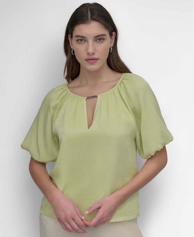 ̵   ˥塼衼 ǥ  ȥåץ Women's Round-Neck Puff-Sleeve Bl...