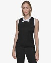 【送料無料】 カール ラガーフェルド レディース ニット・セーター アウター Women's Bow-Tie Sleeveless Sweater Black/ Soft White(4)