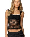 【送料無料】 アディクテッド レディース シャツ トップス Womens Essie Peekaboo Sheer Lace Top Black