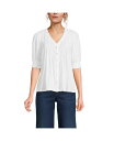 【送料無料】 ランズエンド レディース シャツ トップス Women's Button Pintuck Puff Sleeve Top White