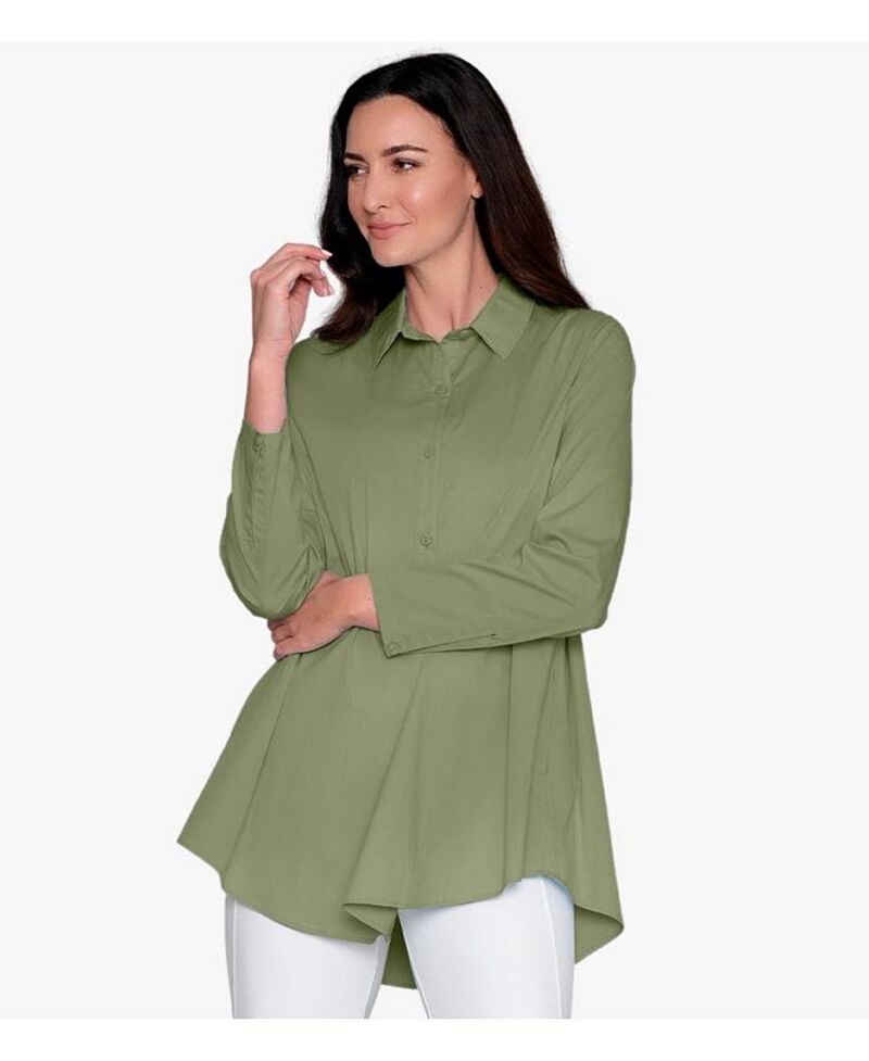 【送料無料】 ステラカラカシ レディース シャツ トップス Women's Cotton Poplin Button-Front A-Line Shirt Top Prime Time Tunic Sage