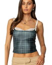 【送料無料】 アディクテッド レディース シャツ トップス Womens Plaid Lacey Peekaboo Top Green
