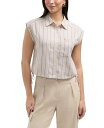 【送料無料】 エレントレイシー レディース シャツ トップス Women s Camp Shirt with Side Ties Linen black stripe