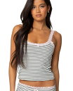【送料無料】 アディクテッド レディース シャツ トップス Womens Sofi Striped Ribbed Tank Top White-and-black