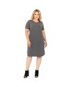 【送料無料】 スタンダーズ アンド プラクティス レディース ワンピース トップス Plus Size Apron Hem Suiting Knee Length Shift Dress Charcoal grey