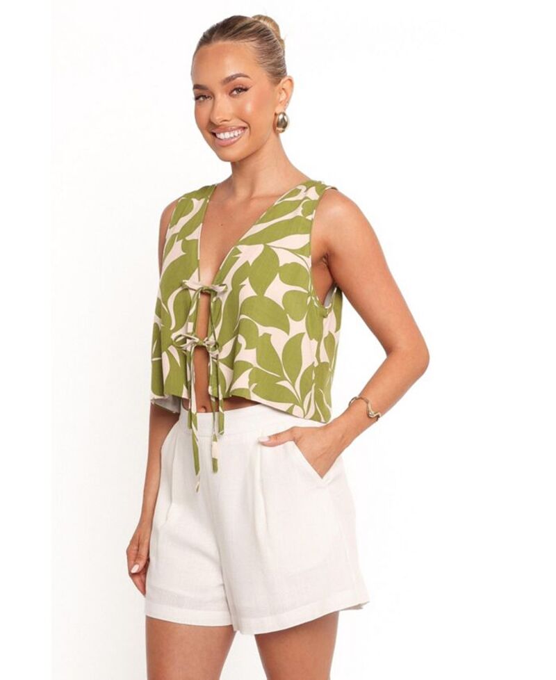 【送料無料】 Petal and Pup レディース シャツ トップス Women's Valia Tie Top Green