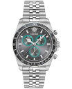 【送料無料】 ヴェルサーチ メンズ 腕時計 アクセサリー Men's Swiss Chronograph Greca Wave Stainless Steel Bracelet Watch 43mm Stainless(2)