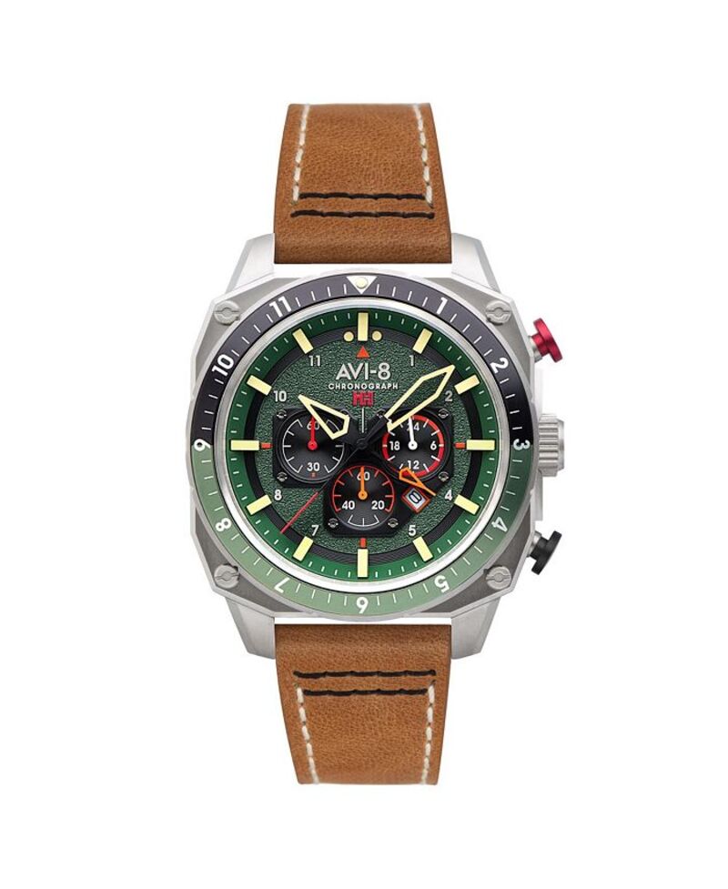 ReVida ŷԾŹ㤨֥  ꡼ ӻ 쥶 AVI-8 Men's Hawker Hunter Atlas Dual-Time Chronograph Brown Leather Strap Watch 43mm Green ꡼פβǤʤ78,800ߤˤʤޤ