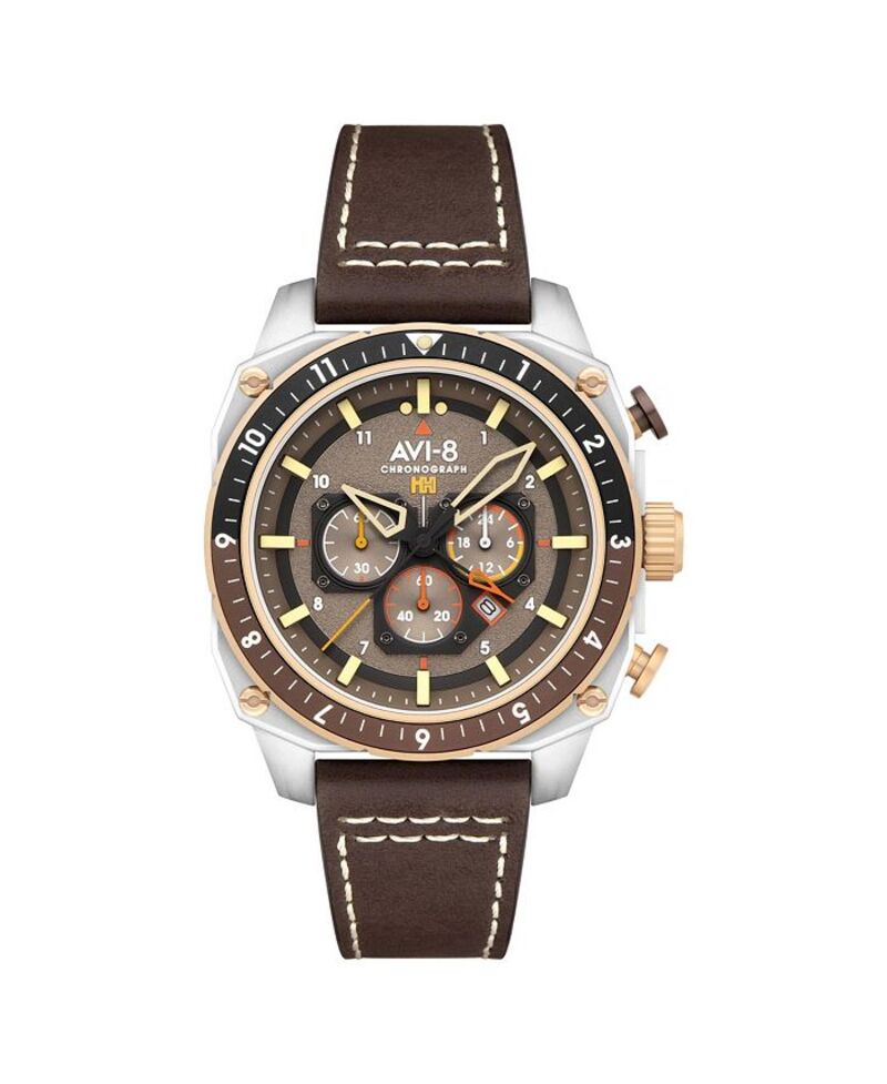 ReVida ŷԾŹ㤨֥  ꡼ ӻ 쥶 AVI-8 Men's Hawker Hunter Atlas Dual-Time Chronograph Brown Leather Strap Watch 44mm Gray 졼פβǤʤ78,800ߤˤʤޤ