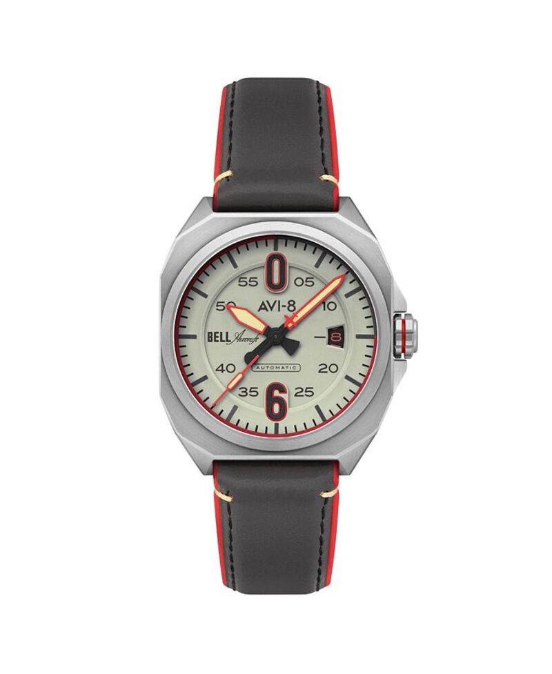 【送料無料】 アヴィエイト メンズ 腕時計 アクセサリー Men's Bell X-1 Machbuster Automatic Gray Rubber and Leather Strap Watch 41mm Lt. Gray