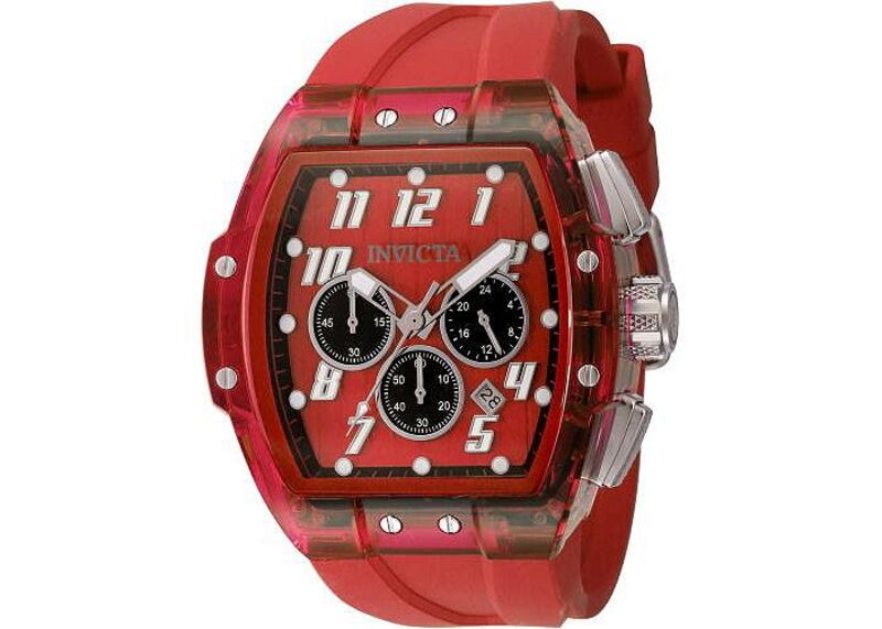 【送料無料】 インビクタ メンズ 腕時計 アクセサリー Men's 45483 S1 Rally Quartz Chronograph Red Transparent Dial Watch Silver
