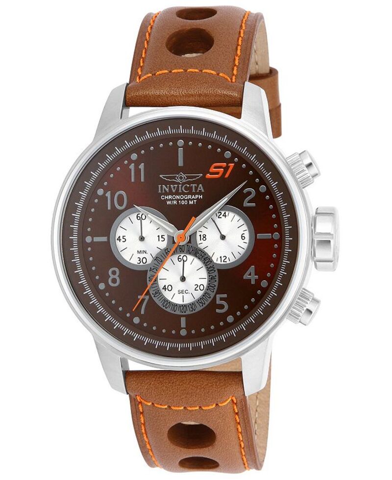 【送料無料】 インビクタ メンズ 腕時計 アクセサリー Men's 16015 S1 Rally Quartz Multifunction Brown Dial Watch Silver