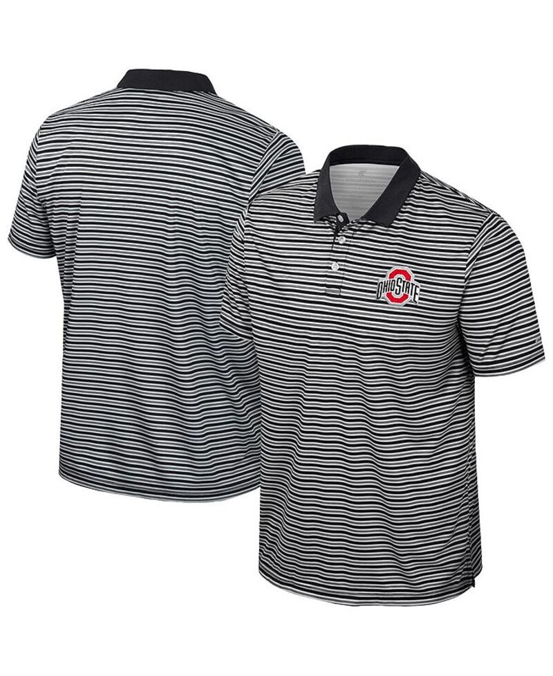 【送料無料】 コロシアム メンズ ポロシャツ トップス Men's Black Ohio State Buckeyes Striped Polo Shirt Black