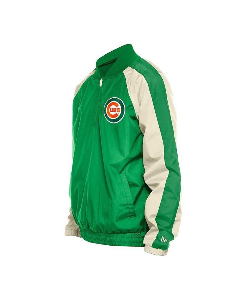 【送料無料】 ニューエラ メンズ ジャケット・ブルゾン アウター Men's Kelly Green Chicago Cubs Ripstop Raglan Quarter-Zip Hoodie Windbreaker Jacket Kelly Green