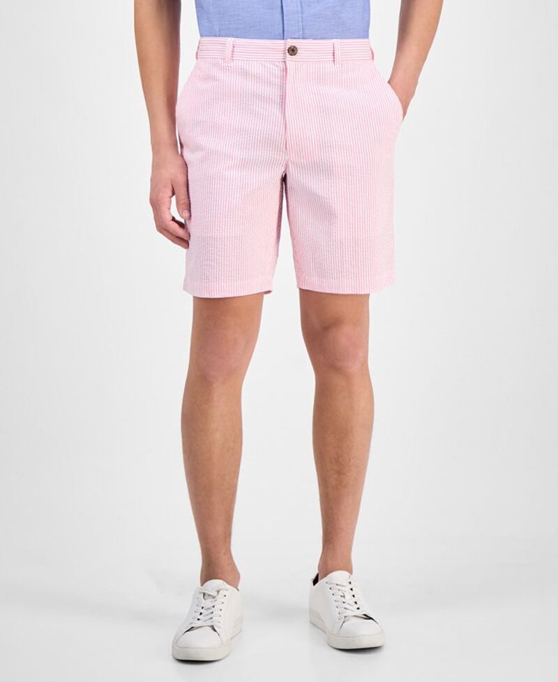 クラブルーム メンズ ボトムス ハーフパンツ・ショーツ ショートパンツ Club Room Men's Classic Seersucker Shorts Strawberry