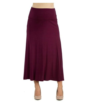 24セブンコンフォート レディース スカート ボトムス Women's Elastic Waist Solid Color Maternity Maxi Skirt Red