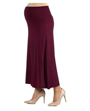 24セブンコンフォート レディース スカート ボトムス Women's Elastic Waist Solid Color Maternity Maxi Skirt Red