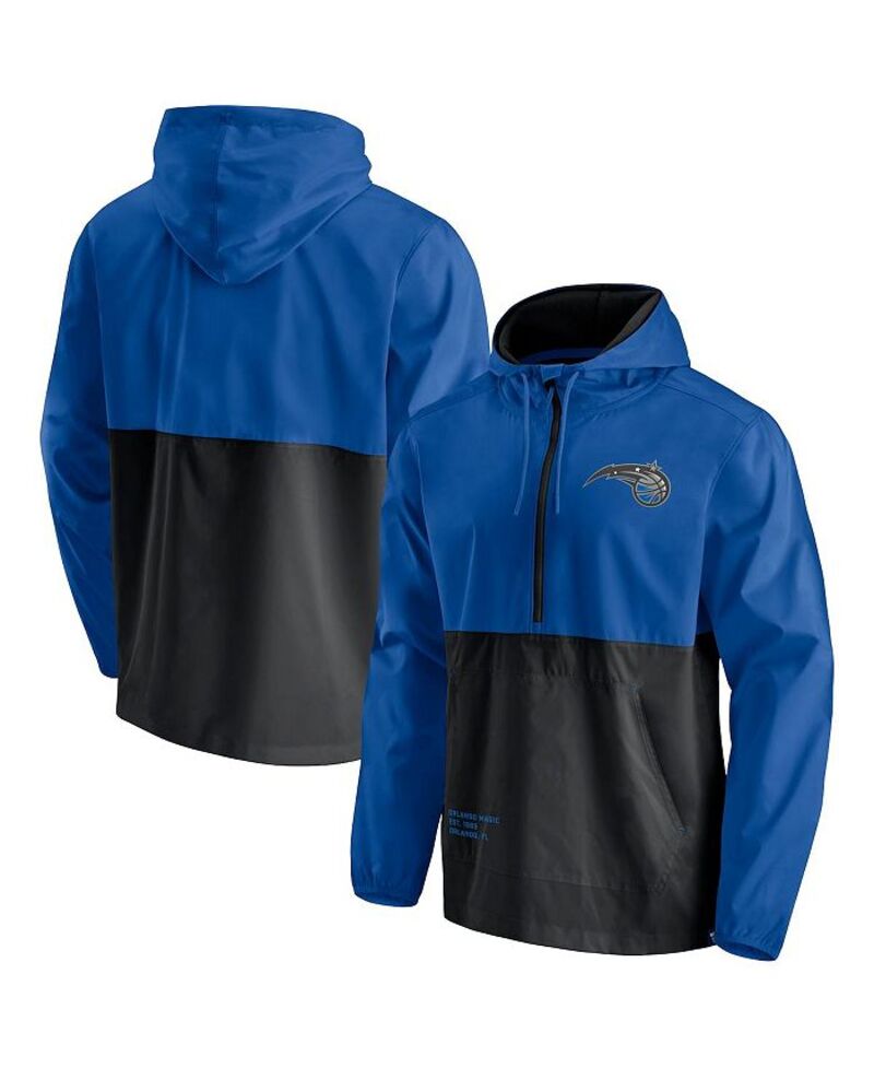 【送料無料】 ファナティクス メンズ ジャケット・ブルゾン アウター Men's Blue Black Orlando Magic Anorak Block Party Windbreaker Half-Zip Hoodie Jacket Blue Black