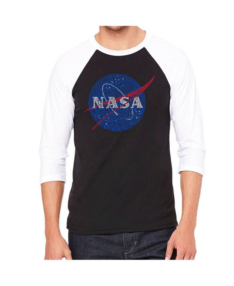 【送料無料】 エルエーポップアート メンズ Tシャツ トップス Nasa Men's Raglan Word Art T-shirt Black