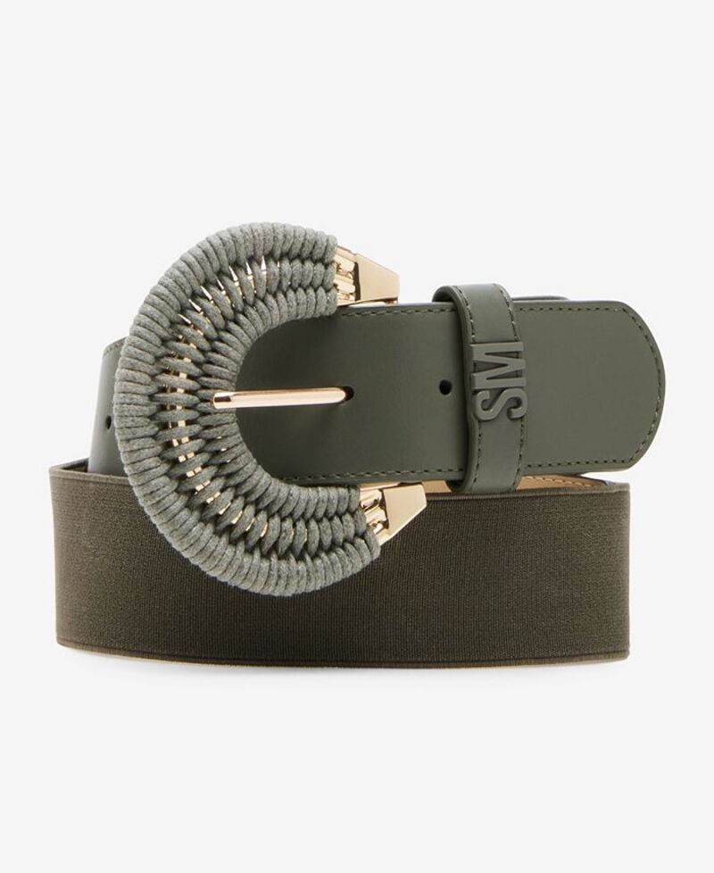 【送料無料】 スティーブ マデン レディース ベルト アクセサリー Women's Wrapped Stretch Faux-Leather Belt Olive