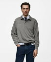 【送料無料】 マンゴ メンズ パーカー・スウェット アウター Men's Regular-Fit Polo-Collar Pullover Charcoal