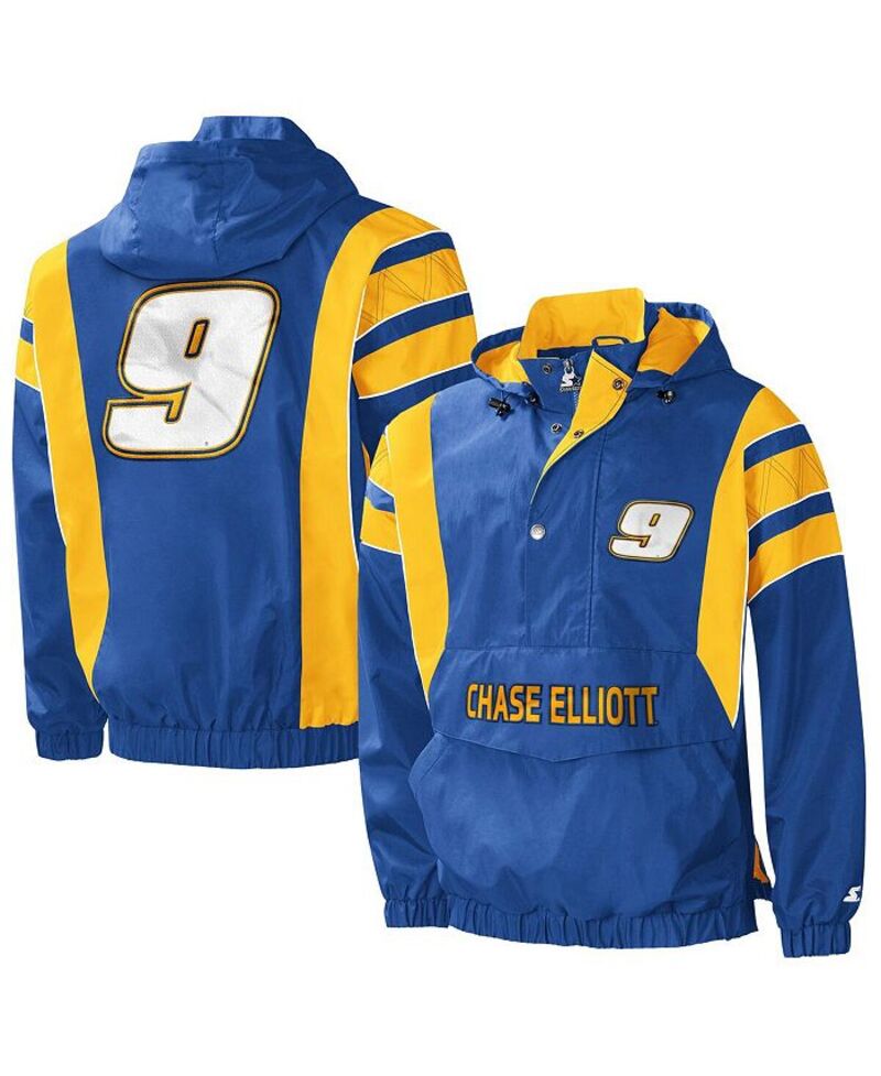 楽天ReVida 楽天市場店スターター メンズ アウター ジャケット・ブルゾン ジャケット Starter Men's Royal/Yellow Chase Elliott Impact Half-Snap Pullover Jacket Royal Yellow イエロー
