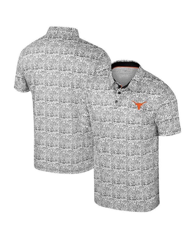 【送料無料】 コロシアム メンズ ポロシャツ トップス Men's Black/White Texas Longhorns Big Tall Allover Polo Shirt Black White