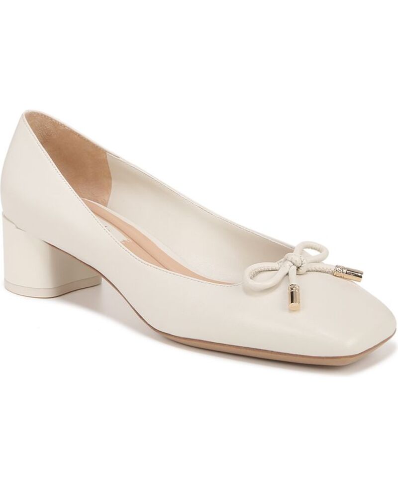 フランコサルト レディース シューズ パンプス Franco Sarto Women's Natalia Block Heel Ballet Pumps Cream White Leatherのサムネイル