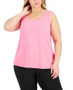 【送料無料】 イデオロギー レディース タンクトップ トップス Plus Size Solid Essentials Crewneck Tank Top Bri...