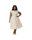 【送料無料】 ユニークビンテージ レディース ワンピース トップス Plus Size 1950s Hedda Swing Dress Cream bunny print(4)