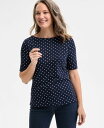 【送料無料】 スタイルアンドコー レディース シャツ トップス Petite Major Dot Elbow-Sleeve Top Industrial Blue(4)
