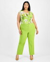 【送料無料】 カスパール レディース カジュアルパンツ ボトムス Plus Size Stretch-Crepe Straight-Fit Suit Pants Kiwi(4)