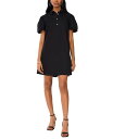 【送料無料】 ミスク レディース ワンピース トップス Petite Cotton Spread-Collar Puff-Sleeve Dress Black