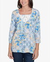 【送料無料】 ルビーアールディー レディース シャツ トップス Petite Watercolor Floral Patchwork Square Neck Top Bluebird Multi