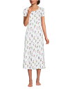 【送料無料】 ランズエンド レディース ナイトウェア アンダーウェア Women's Cotton Short Sleeve Midcalf Nightgown...