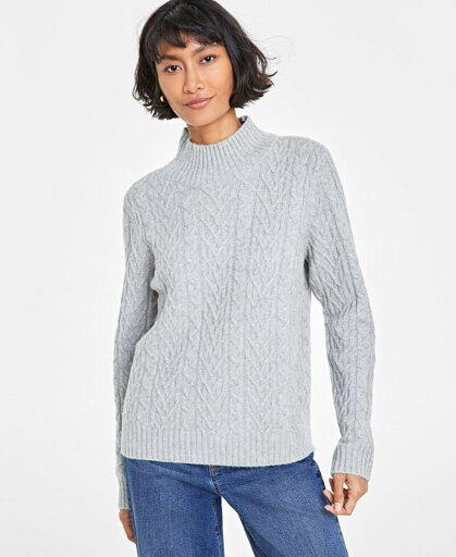 【送料無料】 On 34th レディース ニット・セーター アウター Women's Mock-Neck Cable-Knit Pullover Sweater Light Grey Htr 【送料無料】 On 34th レディース ニット・セーター アウター Women's Mock-Neck Cable-Knit Pullover Sweater Light Grey Htr