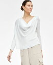 【送料無料】 アイ.エヌ.シー インターナショナル コンセプト レディース シャツ トップス Women's Satin-Front Cowl-Neck Top Washed Whi