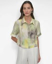 【送料無料】 ダナ キャラン ニューヨーク レディース シャツ トップス Women's Printed Camp Shirt Watercolor Hues